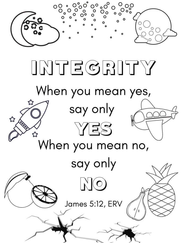 integrity bible verse coloring page for kids