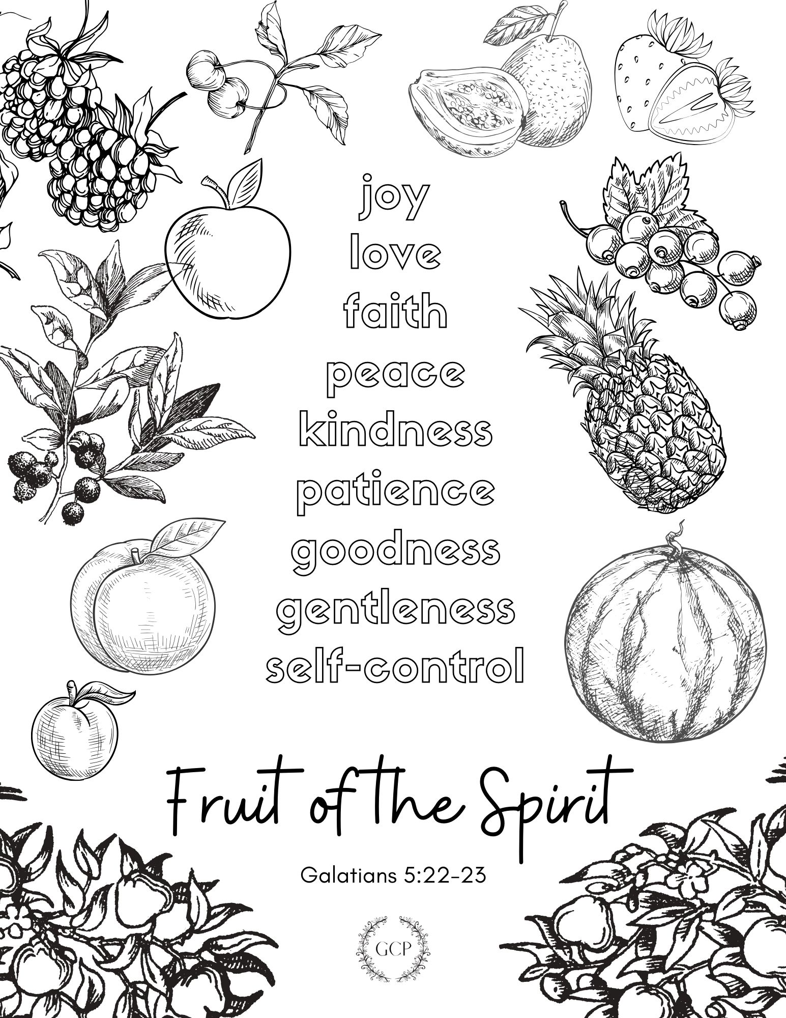 Printable Fruit Of The Spirit Coloring Pages Printable Templates