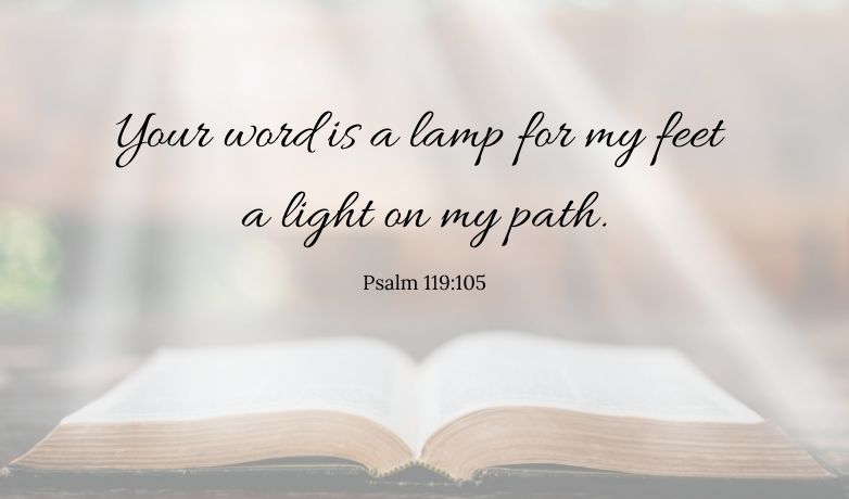 bible verse Psalm 119 written above an open bible